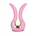 Gvibe Mini vibrator in candy pink, featuring split shaft design for double stimulation and dual penetration.