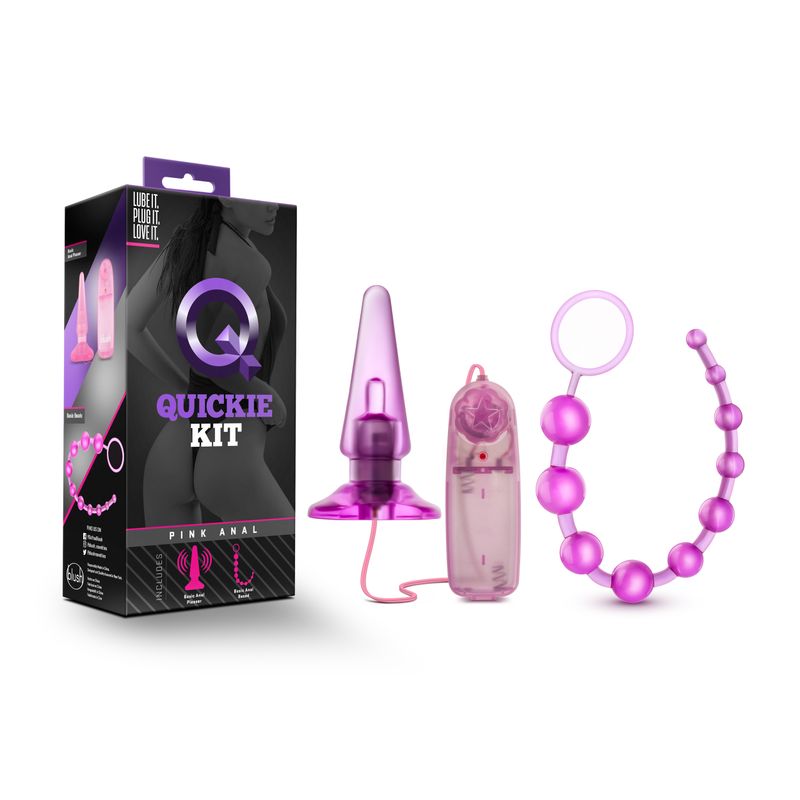 Quickie Kit - Pink Anal play kit featuring a flexible butt plug and graduated anal beads for comfortable and exciting use.