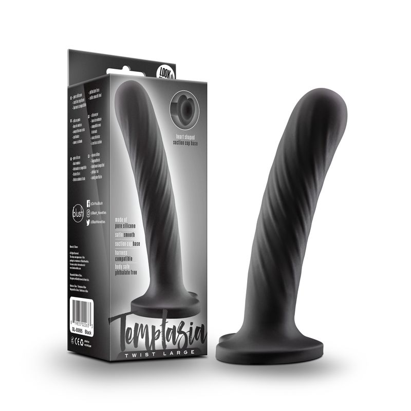 Temptasia Twist Large, large G-spot vibrator with swirling texture and suction cup base for G-spot or anal stimulation.