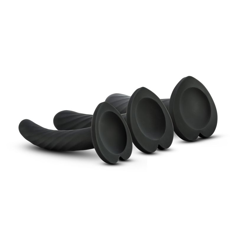 Temptasia Twist Kit Set of Three featuring textured dildos with heart-shaped suction bases, ideal for intimate essentials for her.