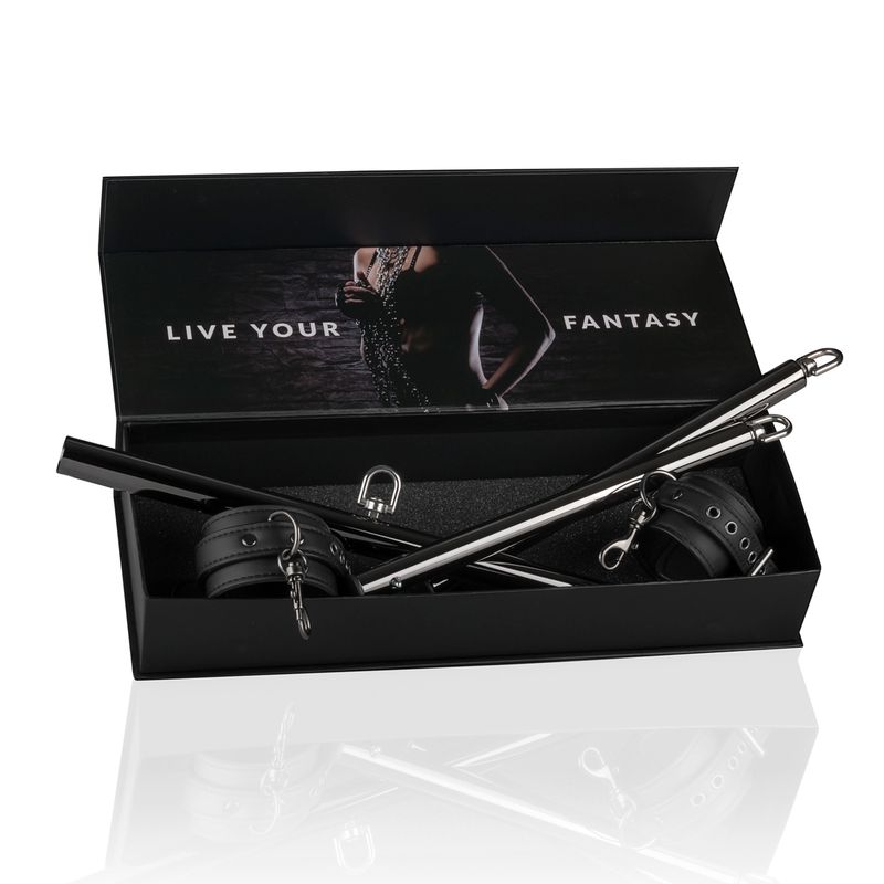 Expander Spreader Bar and Cuffs Set in a stylish box, perfect for intimate essentials and adult entertainment.
