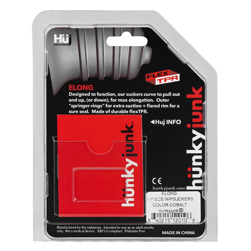 ELONG Wide Base Nipsucker Black packaging featuring flexible design and springy rings for suction.