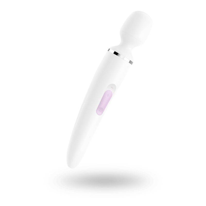 Satisfyer Wand massager in sleek white design with rounded head for ultimate relaxation.