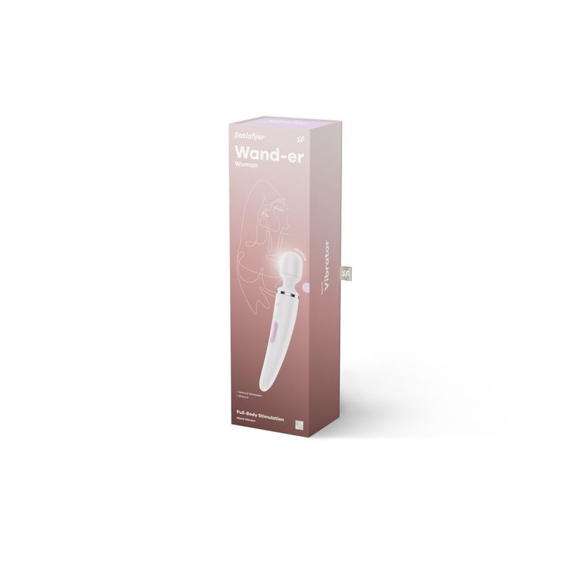 Satisfyer Wand massager in packaging, designed for relaxation and pleasure, featuring medical grade silicone.