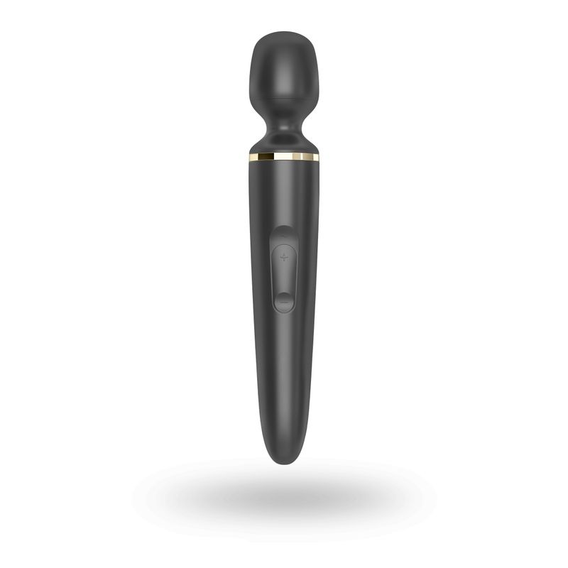 Satisfyer Wand massager in black with a rounded head for relaxation and gentle massage.