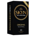 SKYN Original Condoms 20 Pc packaging featuring soft non-latex material for an intimate experience.