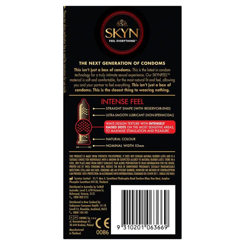 SKYN Intense Feel Condoms 10 Pc LifeStyles Discreet Intimate Essentials.