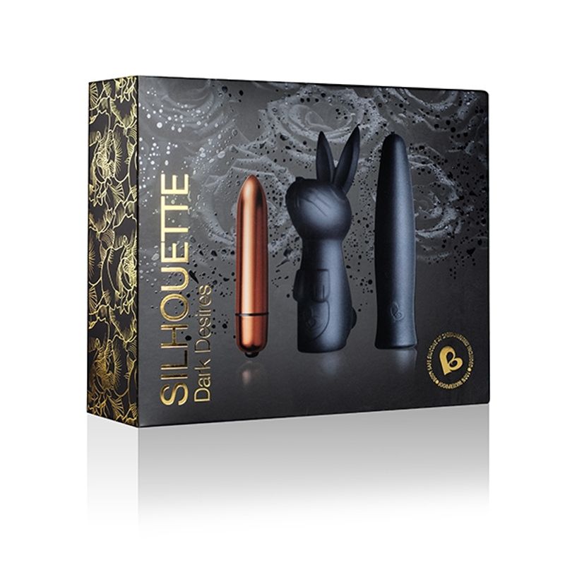 Silhouette Dark Desires Set featuring sensual pleasure set with a powerful pleasure bullet and bunny vibe.