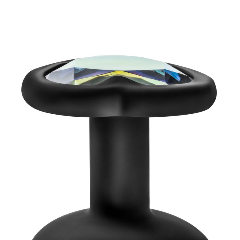 Luxe Bling Plugs Training Kit Black With Rainbow Gems close-up view showcasing the sparkling gem on a tapered plug