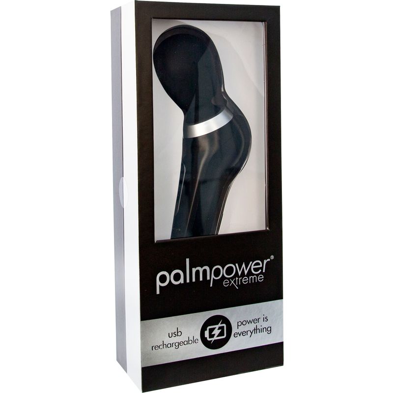 PalmPower Extreme Black - a powerful rechargeable silicone wand in sleek packaging