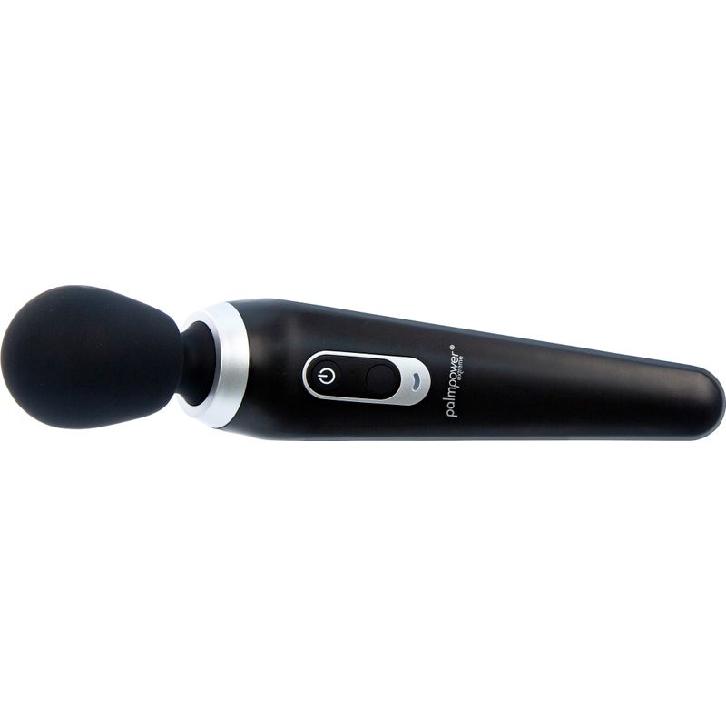 PalmPower Extreme Black rechargeable wand for intimate essentials, featuring ergonomic design and powerful vibrations.
