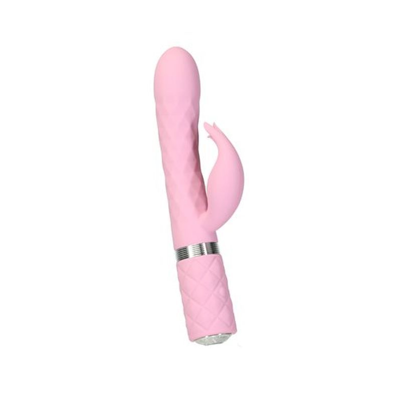 Pillow Talk Lively Pink, a dual motor vibrator for G-spot and clitoral stimulation with a curved design and ergonomic shape.