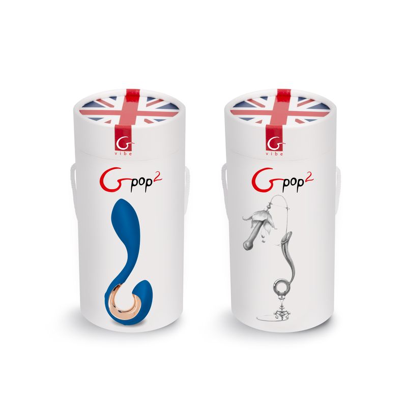 Gpop2 Indigo Blue unisex vibrator indigo blue packaging with British flag design