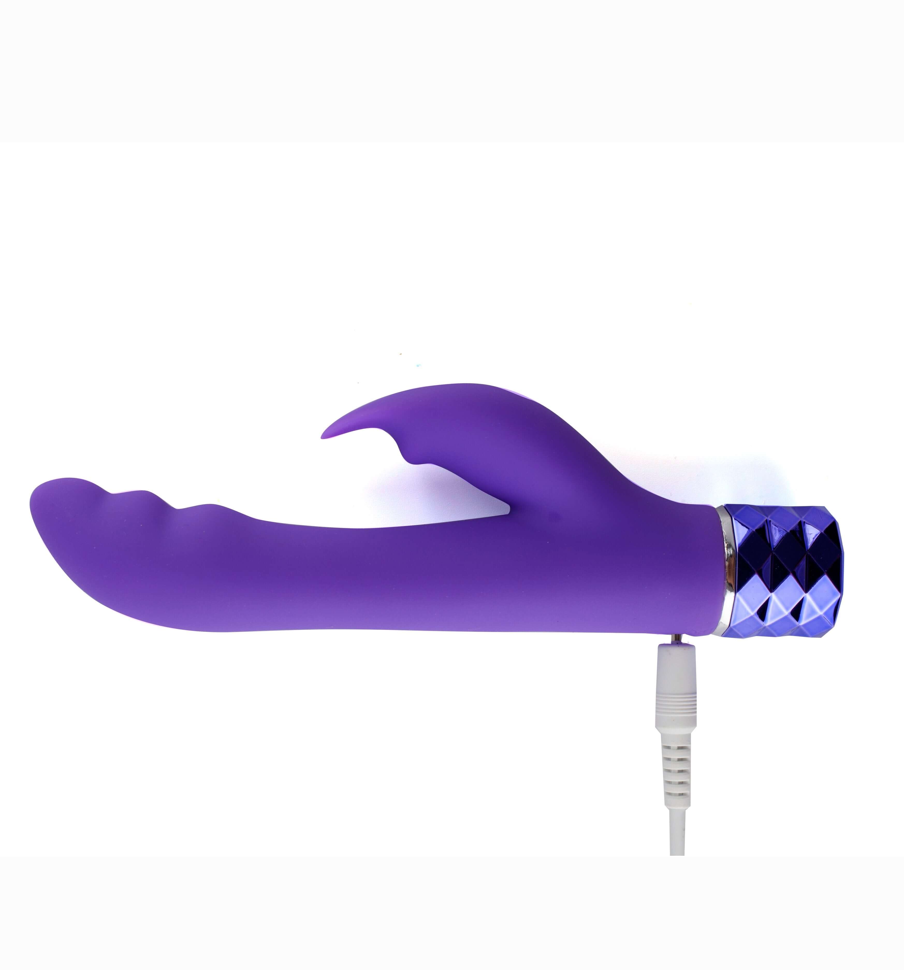 Maia Hailey 15.2 cm USB rechargeable rabbit vibrator in neon purple with dual vibration features.