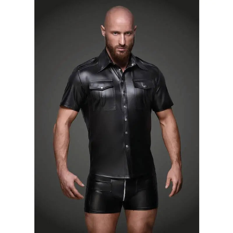 Sexy And Elegant Shirt With Front Pockets Noir Discreet Intimate Essentials.