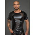 Power Wetlook Men T-shirt With 3D Net Noir Discreet Intimate Essentials.