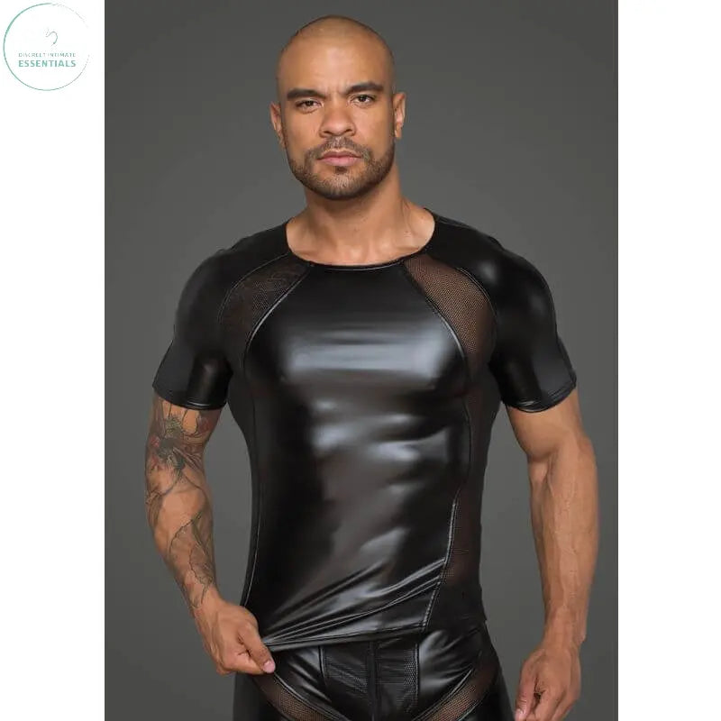 Affordable quality Power Wetlook Men T-shirt With 3D Net  from Noir by Discreet Intimate Essentials with Discreet Delivery 