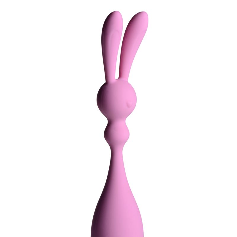 Bunny Rocket Silicone Vibrator in soft pink color with flexible ears for stimulation and pleasure.