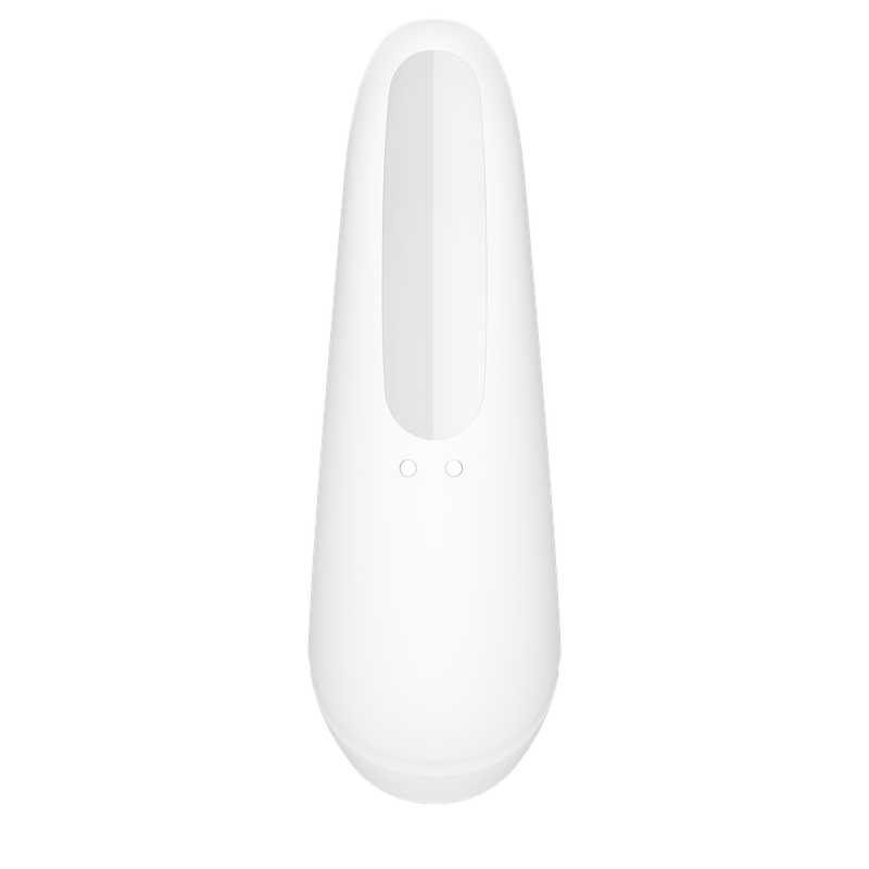 Satisfyer Curvy 1+ clitoral stimulator in white, featuring ergonomic design and advanced sensory feedback.