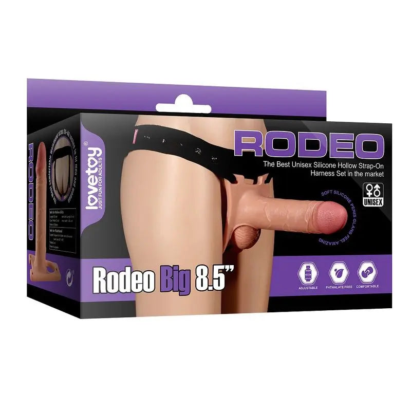 Rodeo Hollow Strap On Set 8.5in Lovetoy Discreet Intimate Essentials.