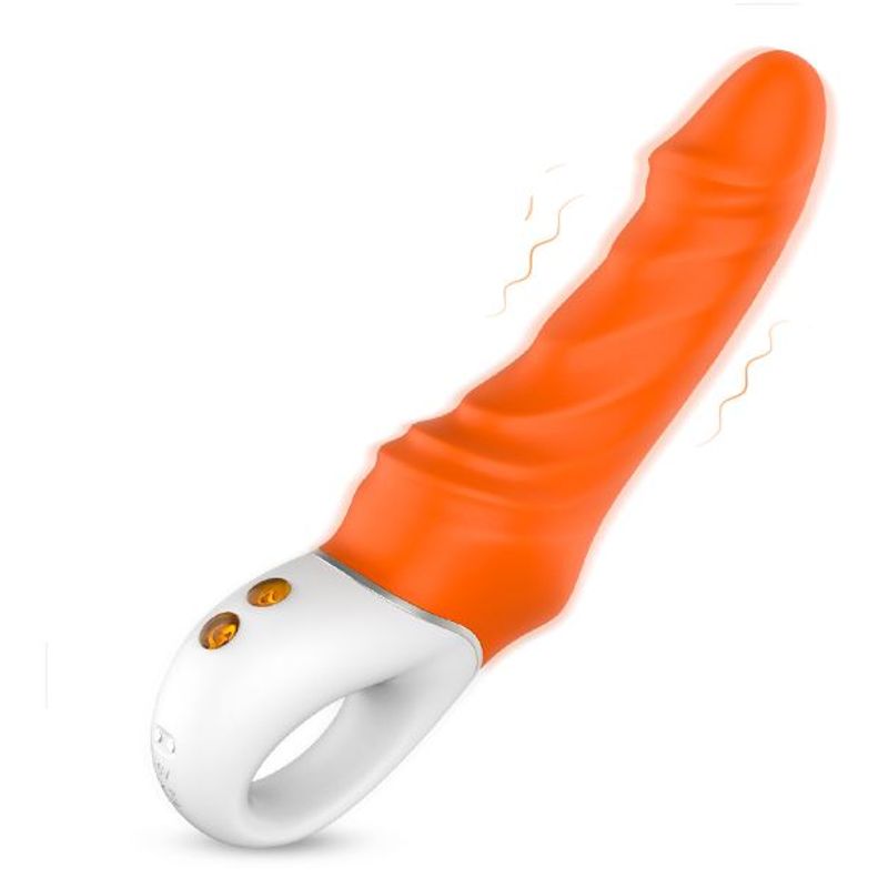 Tornado G-Spot Orange, a G-Spot vibrator with multiple modes, 231mm long, waterproof silicone design.