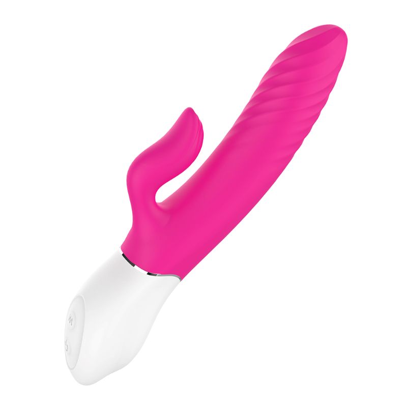 Lighter Thrusting Rabbit Vibrator Pink featuring dual motors, 9 vibration speeds, made from medical grade silicone.