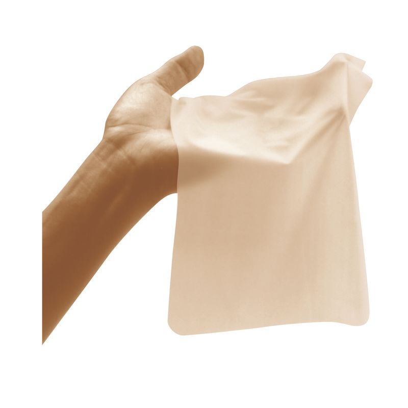 Hand holding a sheer dam showing its unique silky texture for coloured flavoured sheer dams.