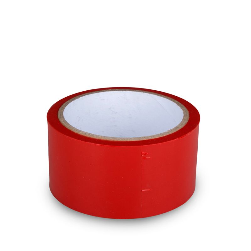 Red non-sticky bondage tape roll on white background, perfect for versatile bondage play options.