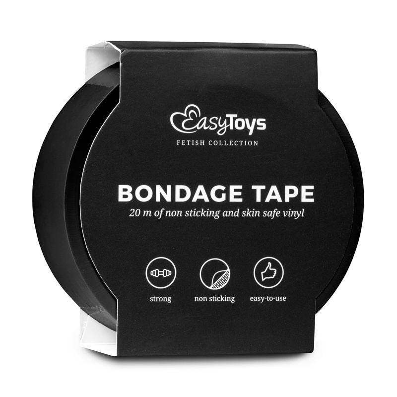 Bondage tape black packaging, 20 m of non-sticky bondage tape, strong and easy-to-use for various bondage scenarios.