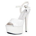 White Platform Sandal w Quick Release Strap 6in Heel, stylish and perfect for intimate essentials for her.