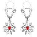 Ruby and Diamond Star Nipple Jewellery with adjustable rings, no piercing needed, 0.75" length, 2" height.