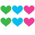 Neon Heart Pasties 3 Pk Green/Blue/Pink Peekaboo Pasties Discreet Intimate Essentials.