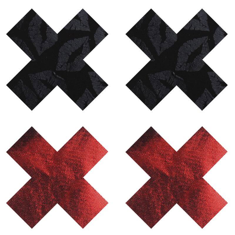 Stolen Kisses X Pasties stylish fashion pasties in black and red designs, perfect for flirty fashion statements.