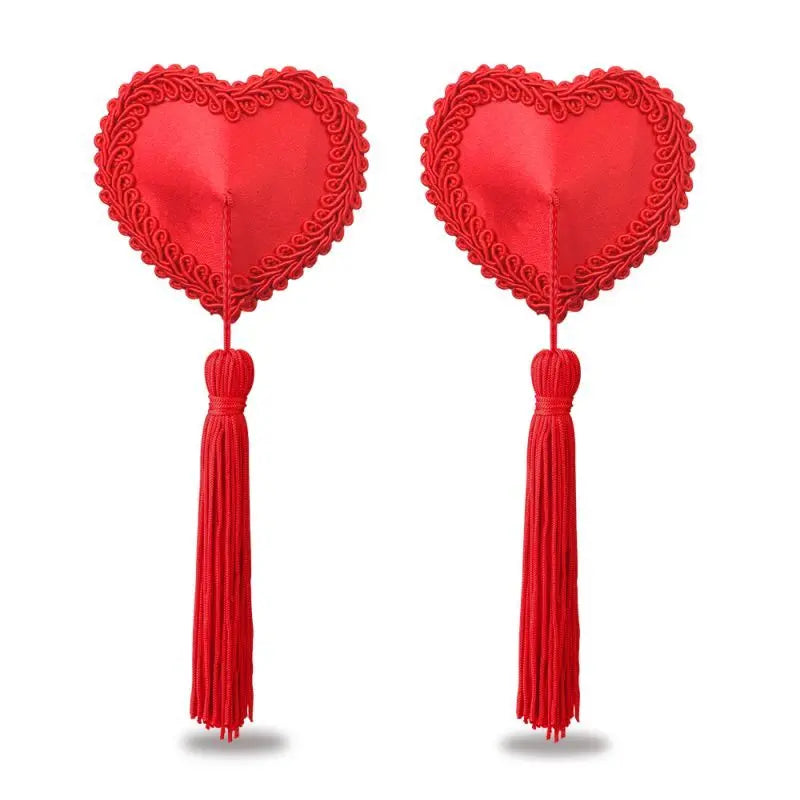 Reusable Red Heart Tassels Nipple Pasties Lovetoy Discreet Intimate Essentials.