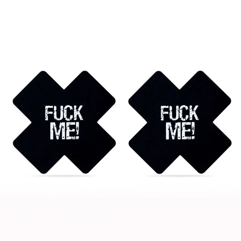 FUCK ME Cross Pattern Nipple Pasties Twin Pk Lovetoy Discreet Intimate Essentials.