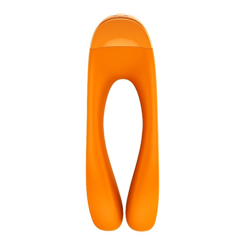 Satisfyer Candy Cane finger vibe in vibrant orange, designed for a hands-on pleasurable experience.