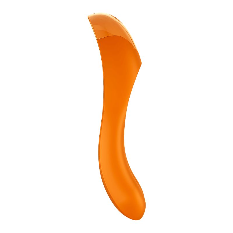 Satisfyer Candy Cane finger vibe orange side view with smooth body-friendly silicone design.