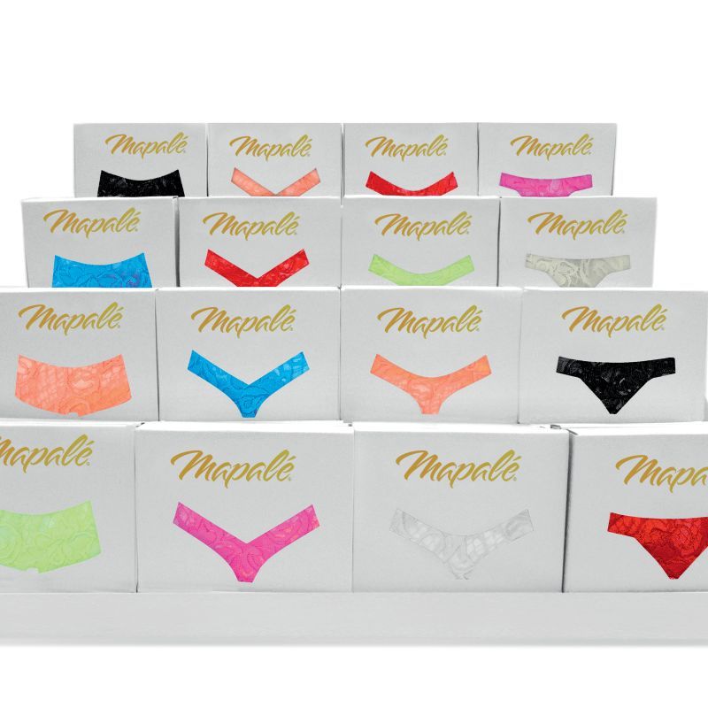 Lace Keyhole Pantie Black and various lace thongs displayed in colorful packaging for intimate essentials.