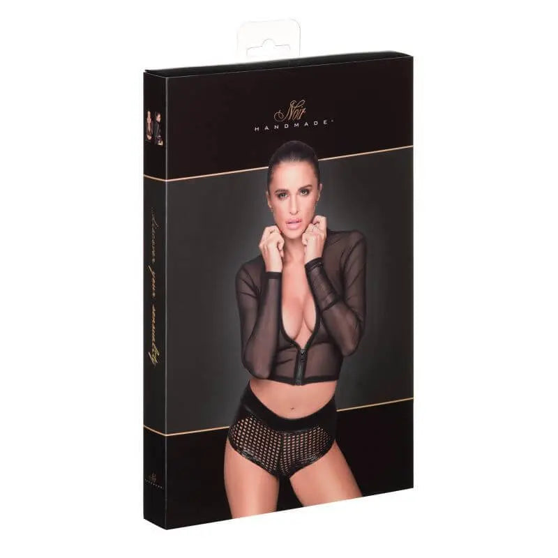 Sheer Zipped Tulle Top Noir Discreet Intimate Essentials.