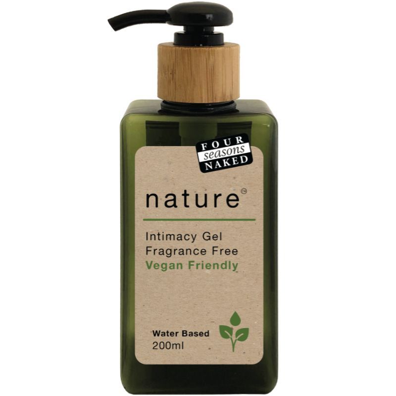 Four Seasons Naked Nature Intimate Lube 200ml bottle, vegan friendly, water-based, fragrance-free intimate gel.