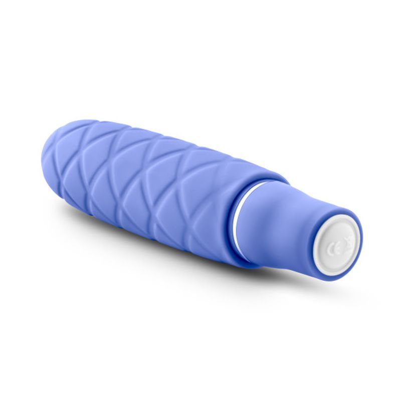 Luxe Cozi Mini Periwinkle, a mini silicone vibrator with smooth satin finish and ergonomic design.