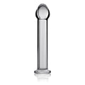 7 inch glass dildo shown in clear glass with smooth design, perfect for enhancing pleasure.