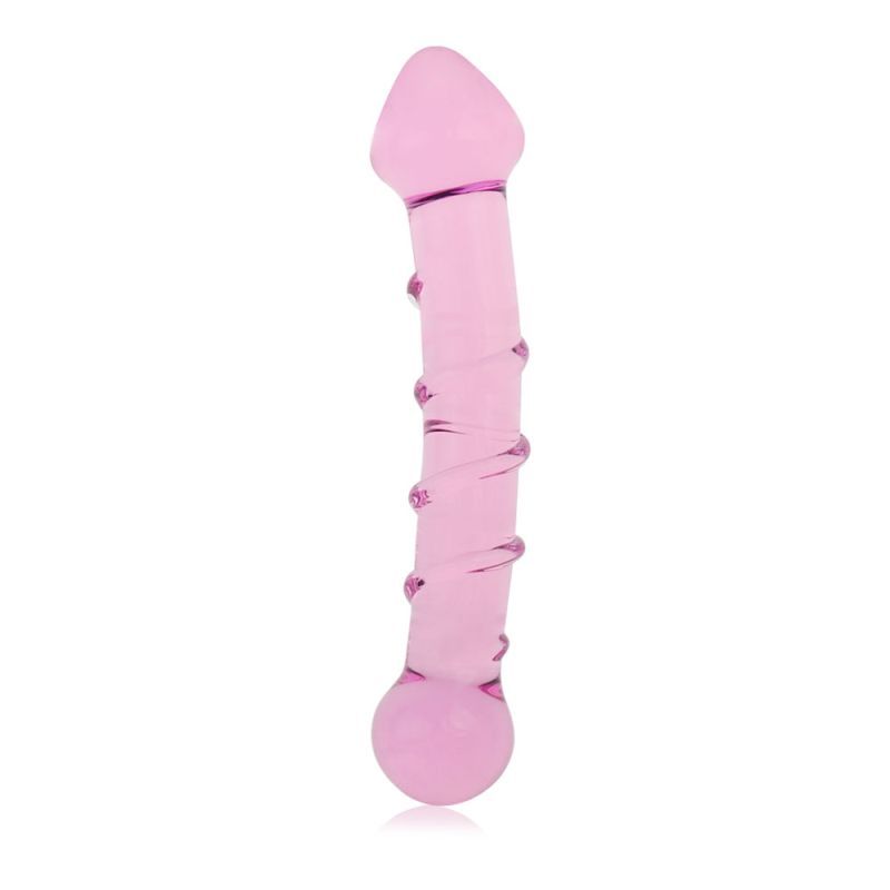 Glass Romance 5 Pink 7in glass dildo for couples in luxury gift box, perfect for stylish and safe storage.
