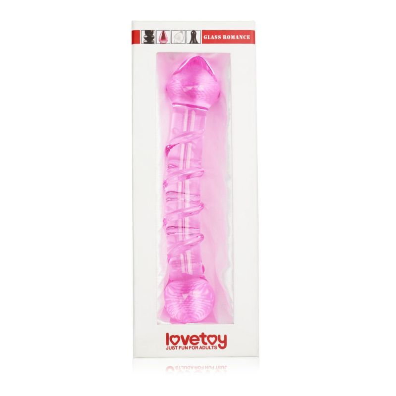Glass Romance 5 Pink 7in. glass dildo for couples in luxury gift box.