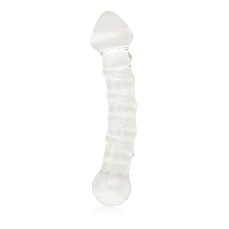 7 inch glass dildo featuring a sleek design with textured grip, ideal for pleasure and sensory experiences.