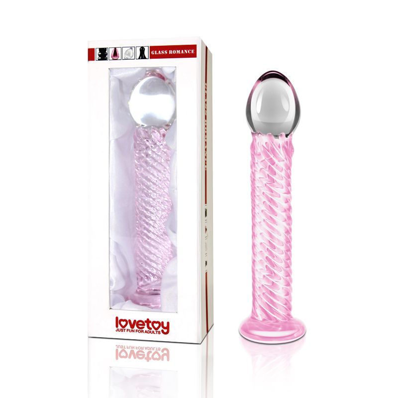 Glass Romance 7 Pink 7.5 inch glass dildo 7.5 inch in luxury gift box for stylish storage and transportation.