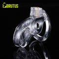 Brutus Shark Chastity Cage Clear, a custom adjustable chastity cage for comfort and durability.