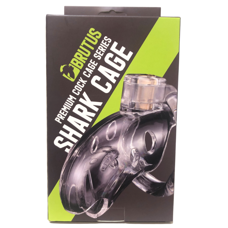 Brutus Shark Chastity Cage packaging showcasing premium design of custom adjustable chastity cage.
