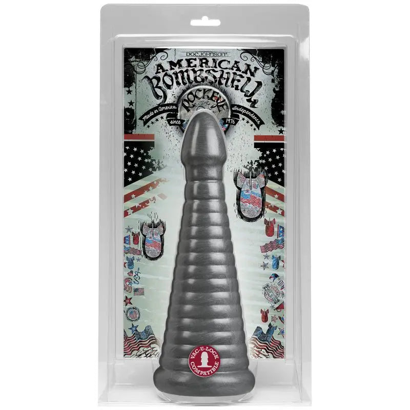 Rockeye 11in Anal Dildo Gun Metal American Bombshell Discreet Intimate Essentials.