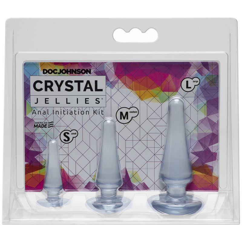 Anal Initiation Kit Clear with three sizes for beginners, offering progressive sensation and safe backdoor play.